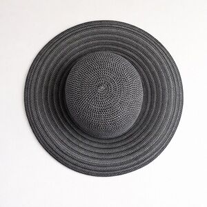 Packable Wide Brim Sun Hat Black White Straw Beach Travel Foldable Hat